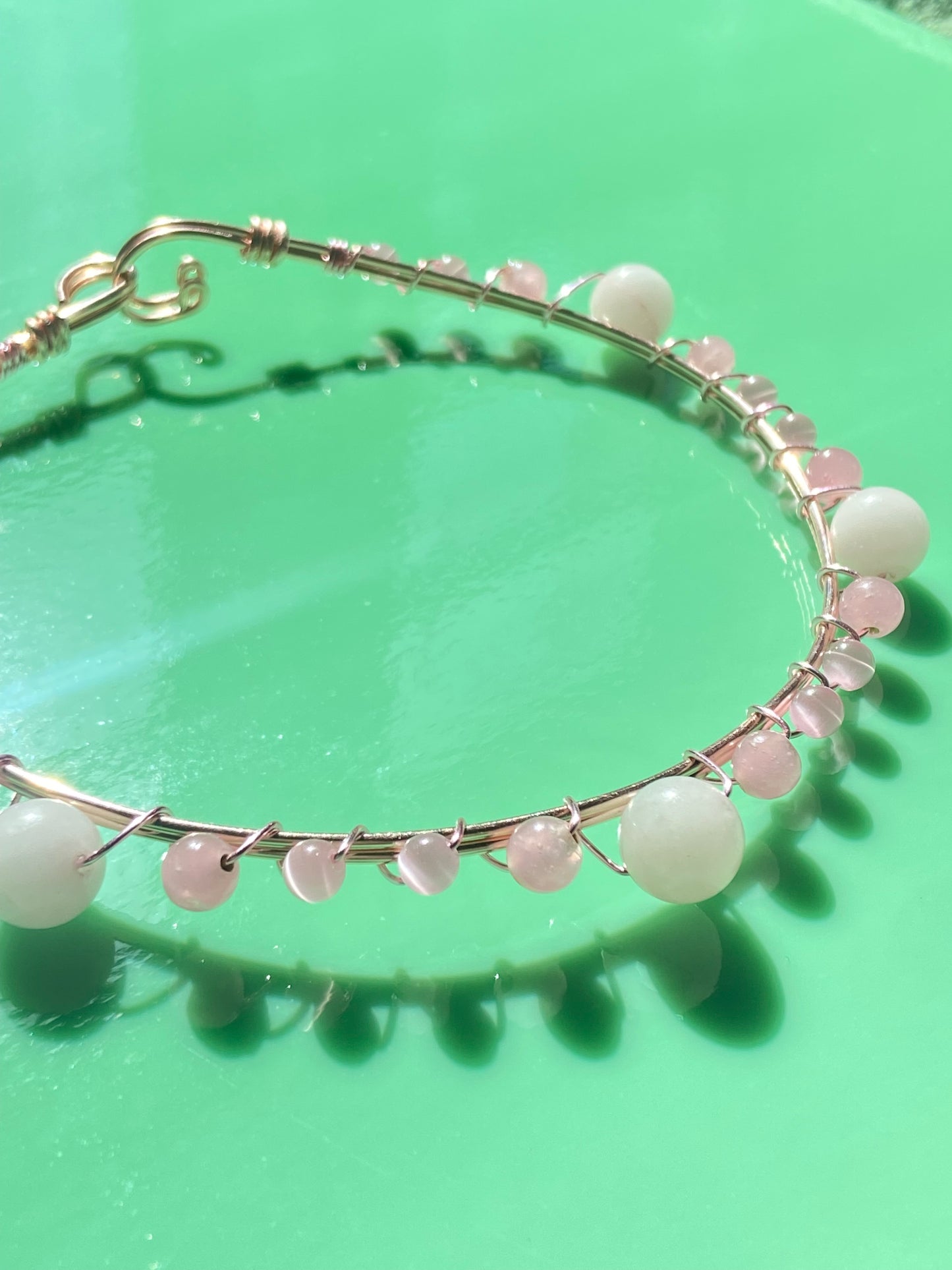 Rose Quartz Pink Wire Choker