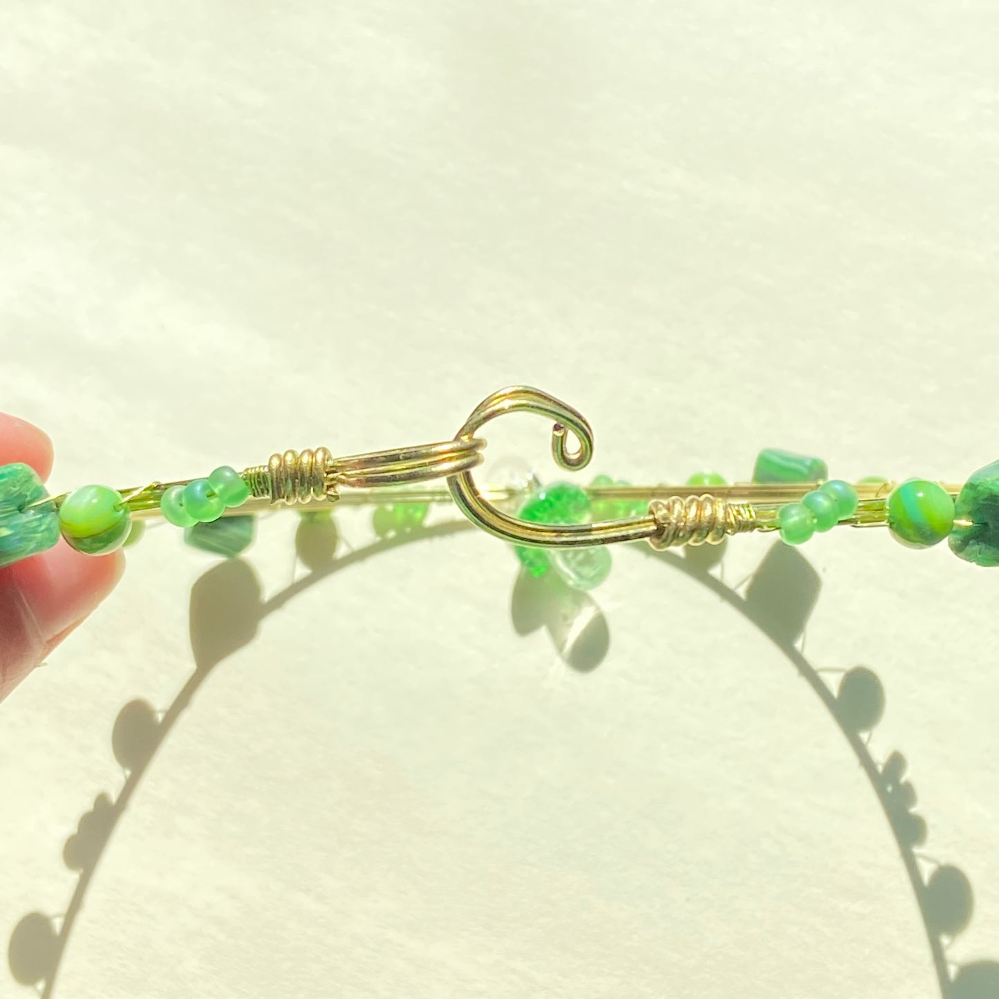 Jewelry for Palestine // Lime Green Mushroom Wire Necklace