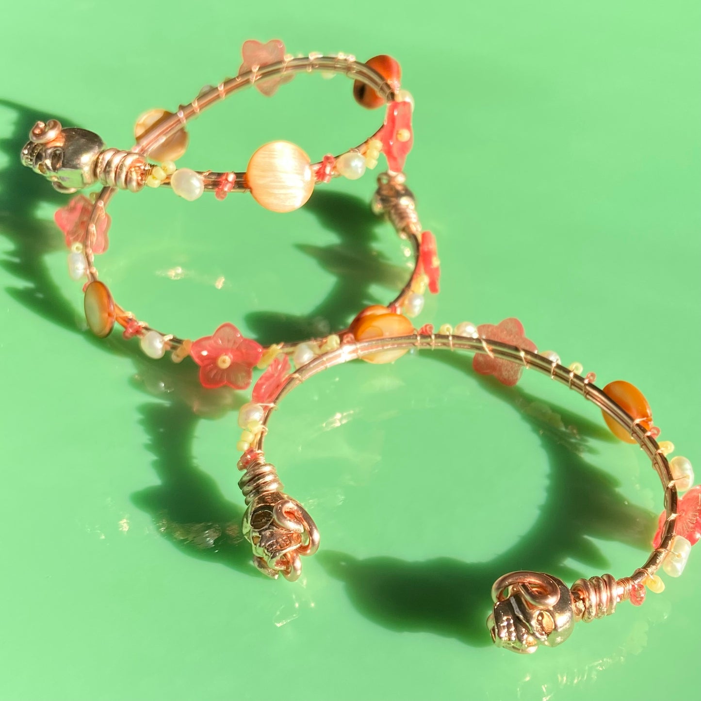 Coral/Peach/Butter Yellow Wire Arm Cuff Set
