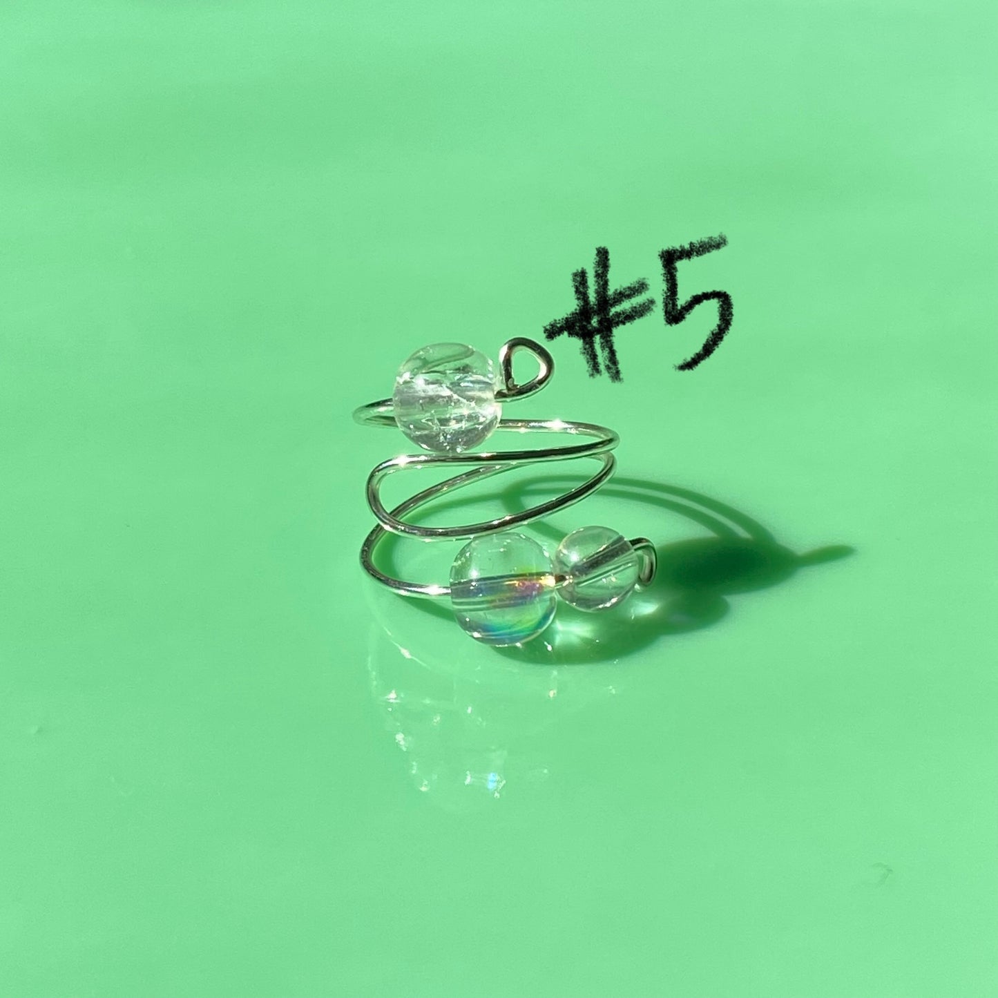 Black/Grey/Clear Wrap Rings// Simple Glass