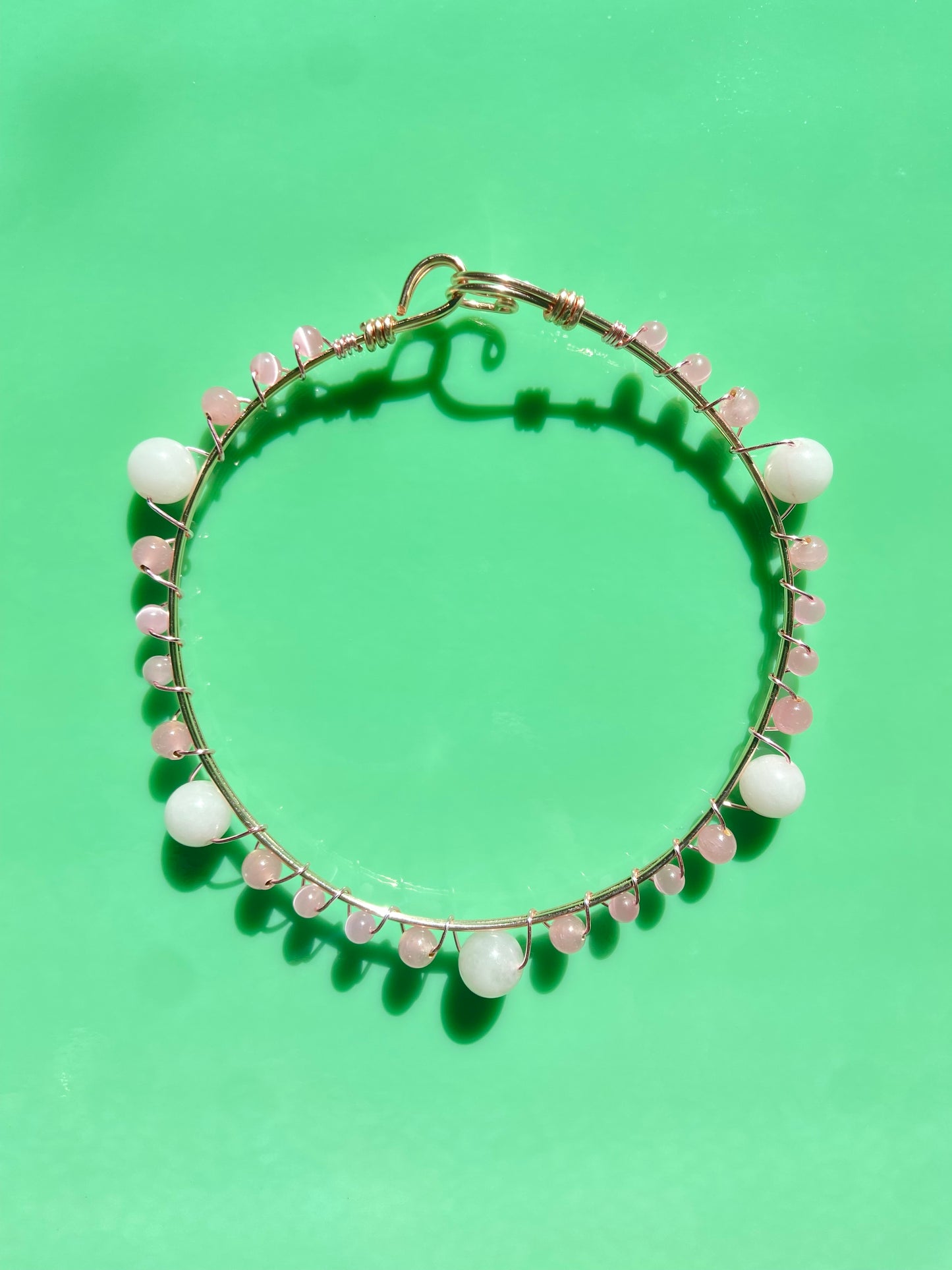 Rose Quartz Pink Wire Choker