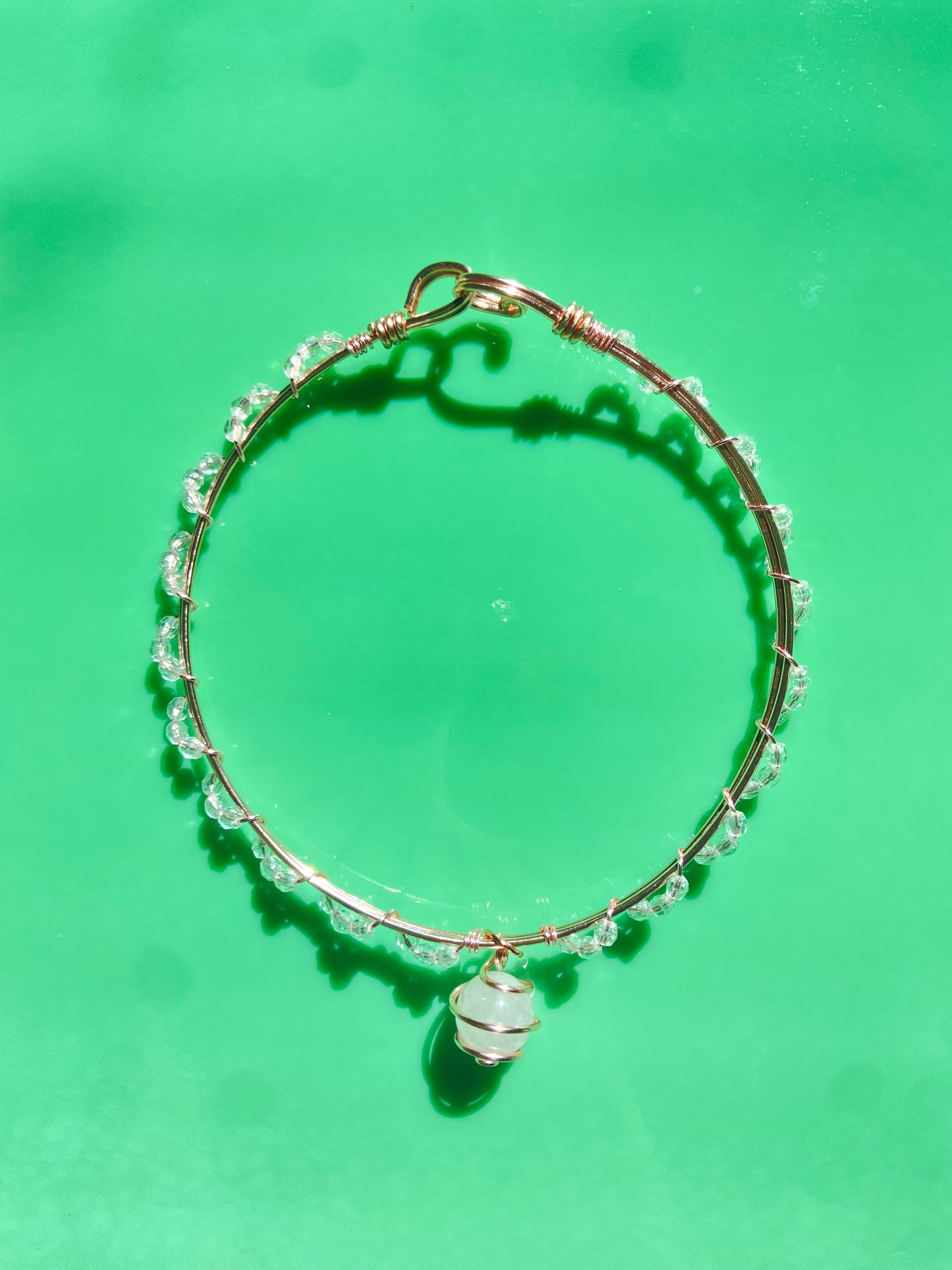 Clear w/ Rose Quartz Sphere Pink Wire Choker
