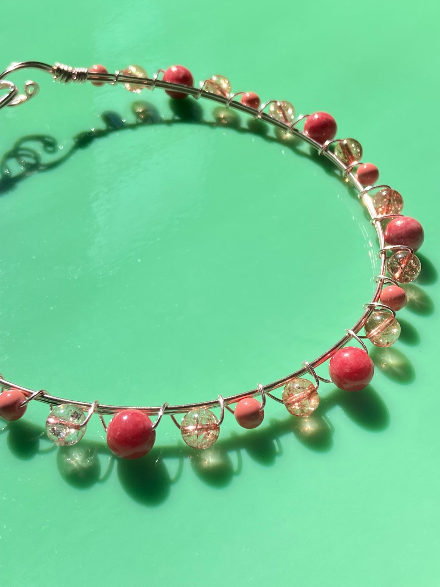 Peachy/Coral Pink Wire Choker