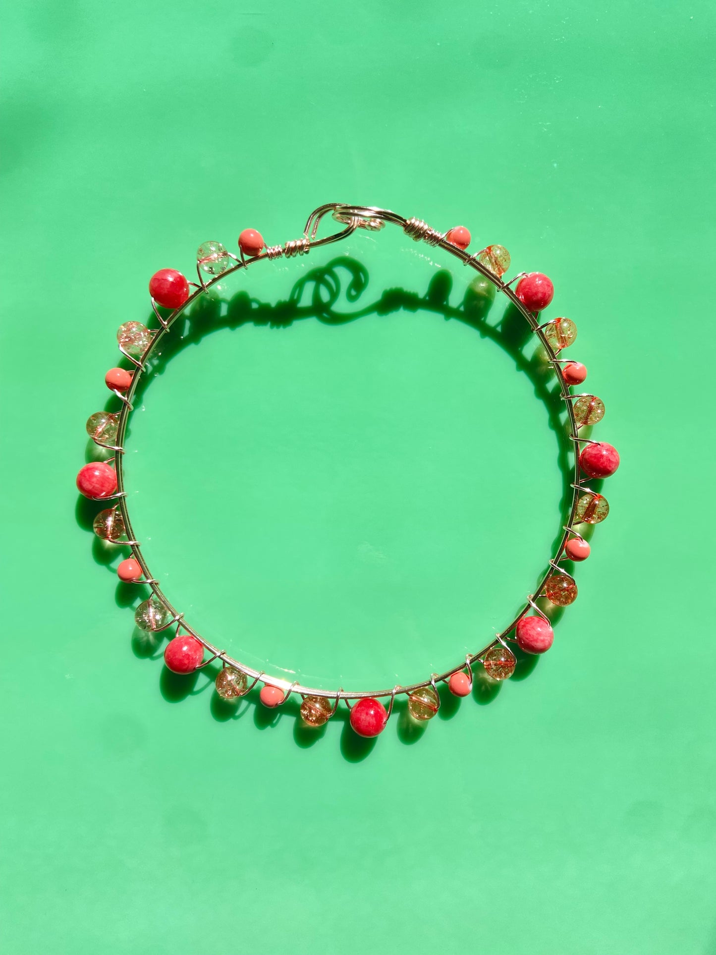 Peachy/Coral Pink Wire Choker