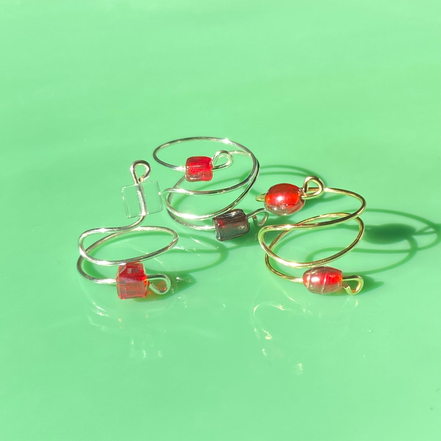 Warm Tones Wrap Rings// Simple Glass & Metal