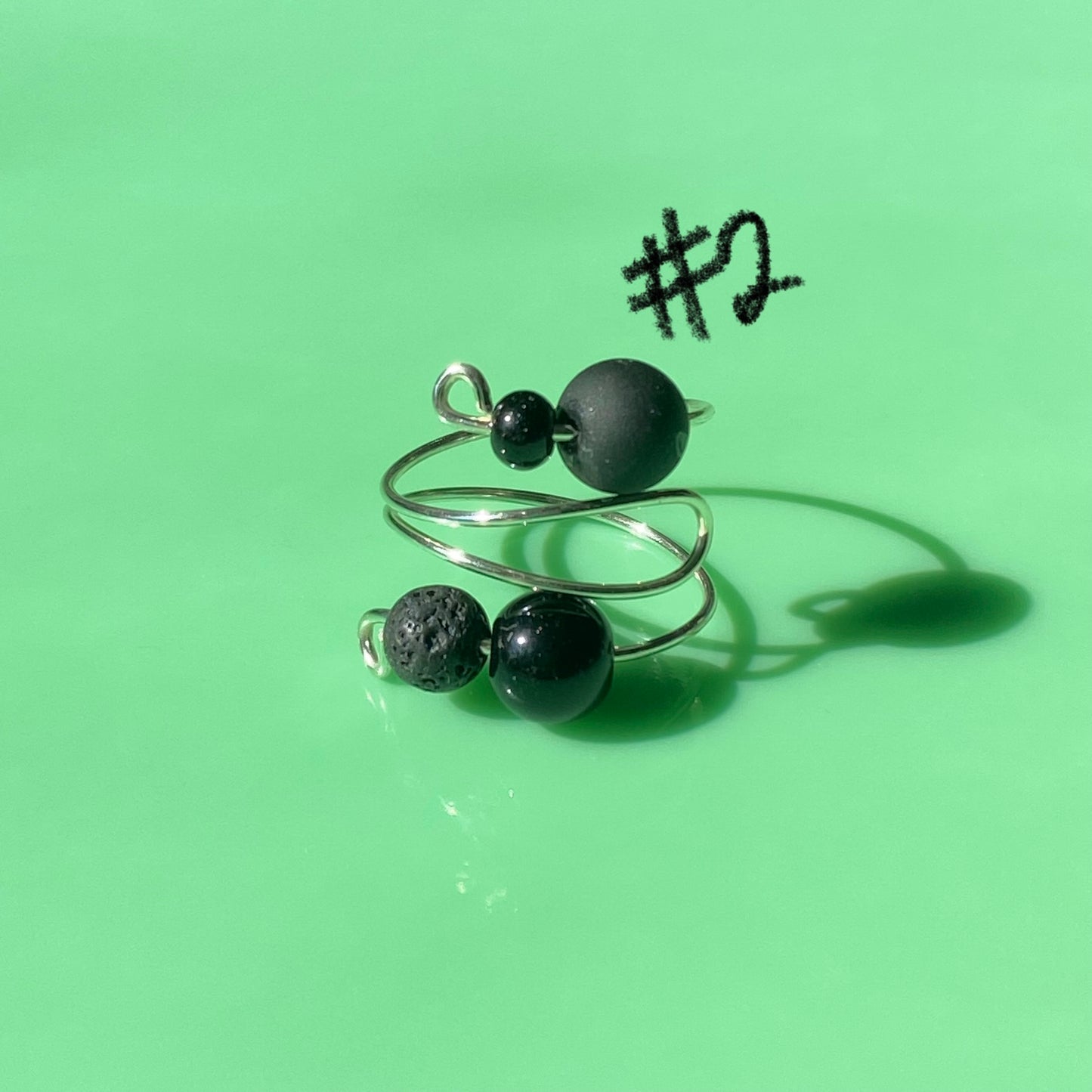 Black/Grey/Clear Wrap Rings// Simple Glass
