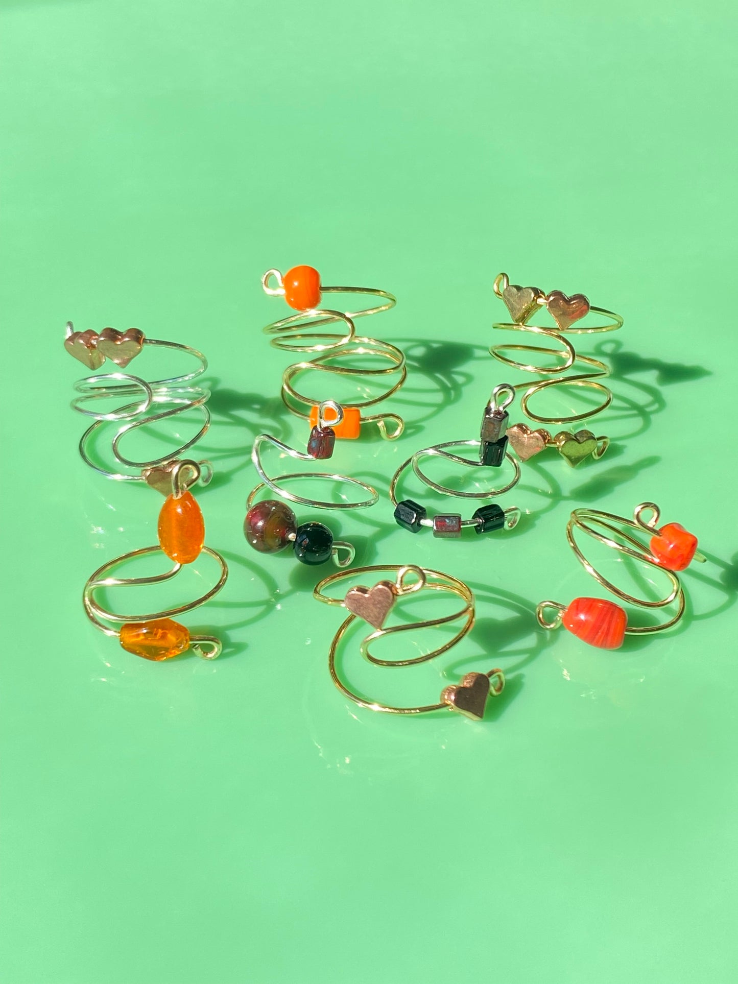 Warm Tones Wrap Rings// Simple Glass & Metal