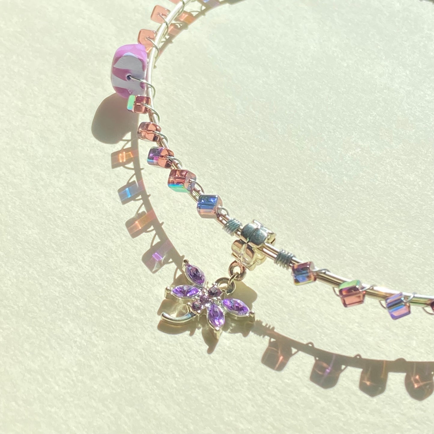 Purple Dragonfly Wire Necklace