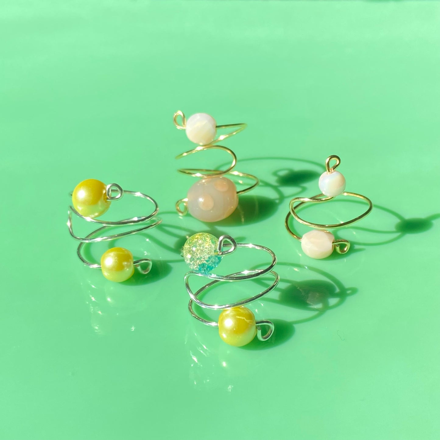 Neutral/Yellow Wrap Rings// Simple Glass