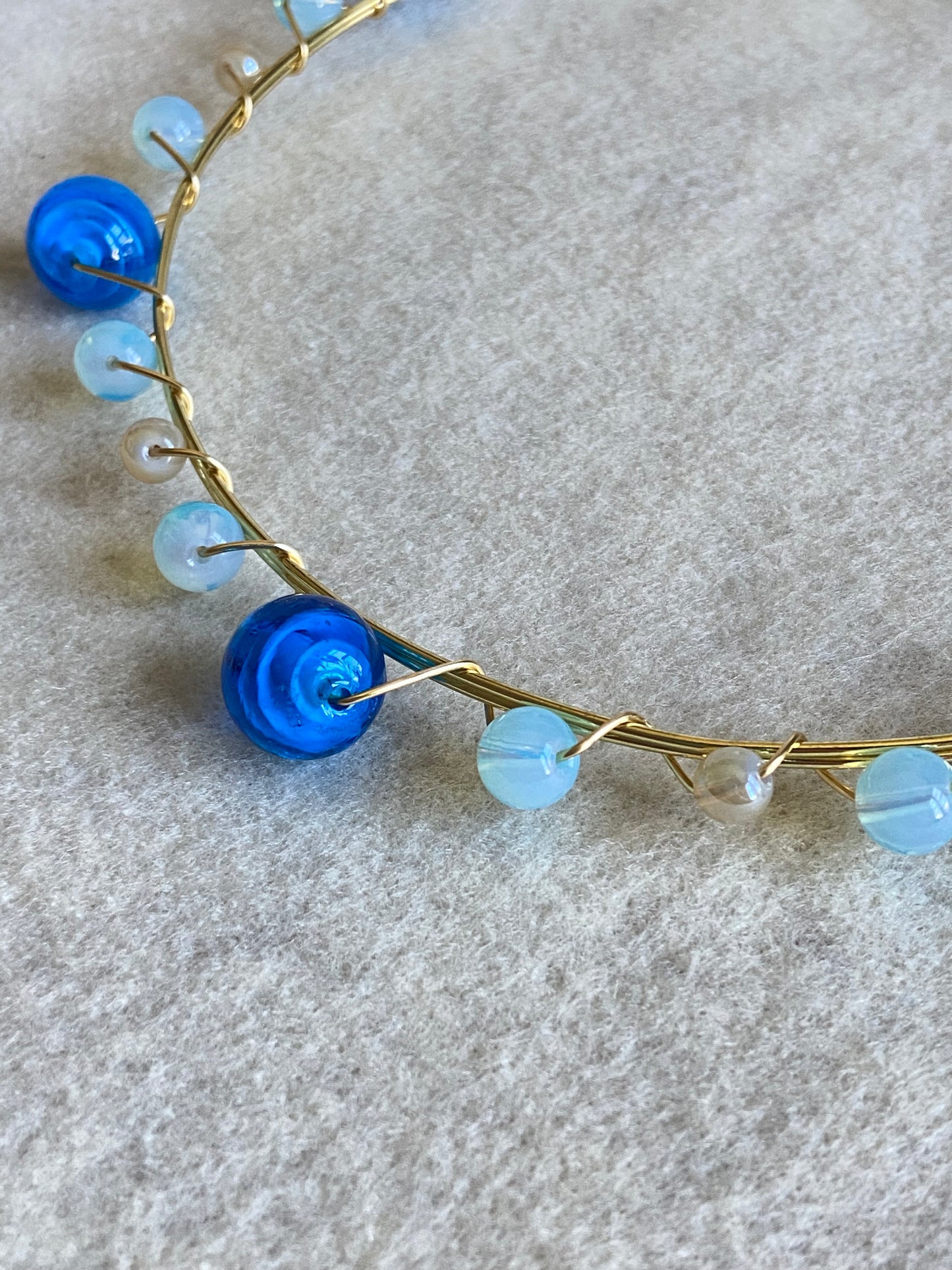 Chunky Blue Wire Necklace
