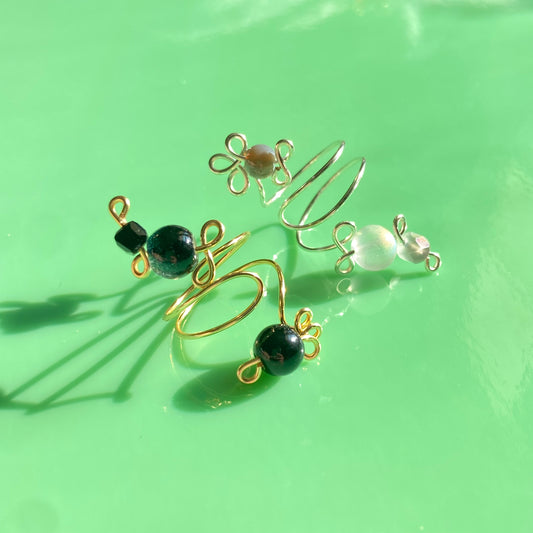 Black/Grey Wrap Rings// Extra Loopy