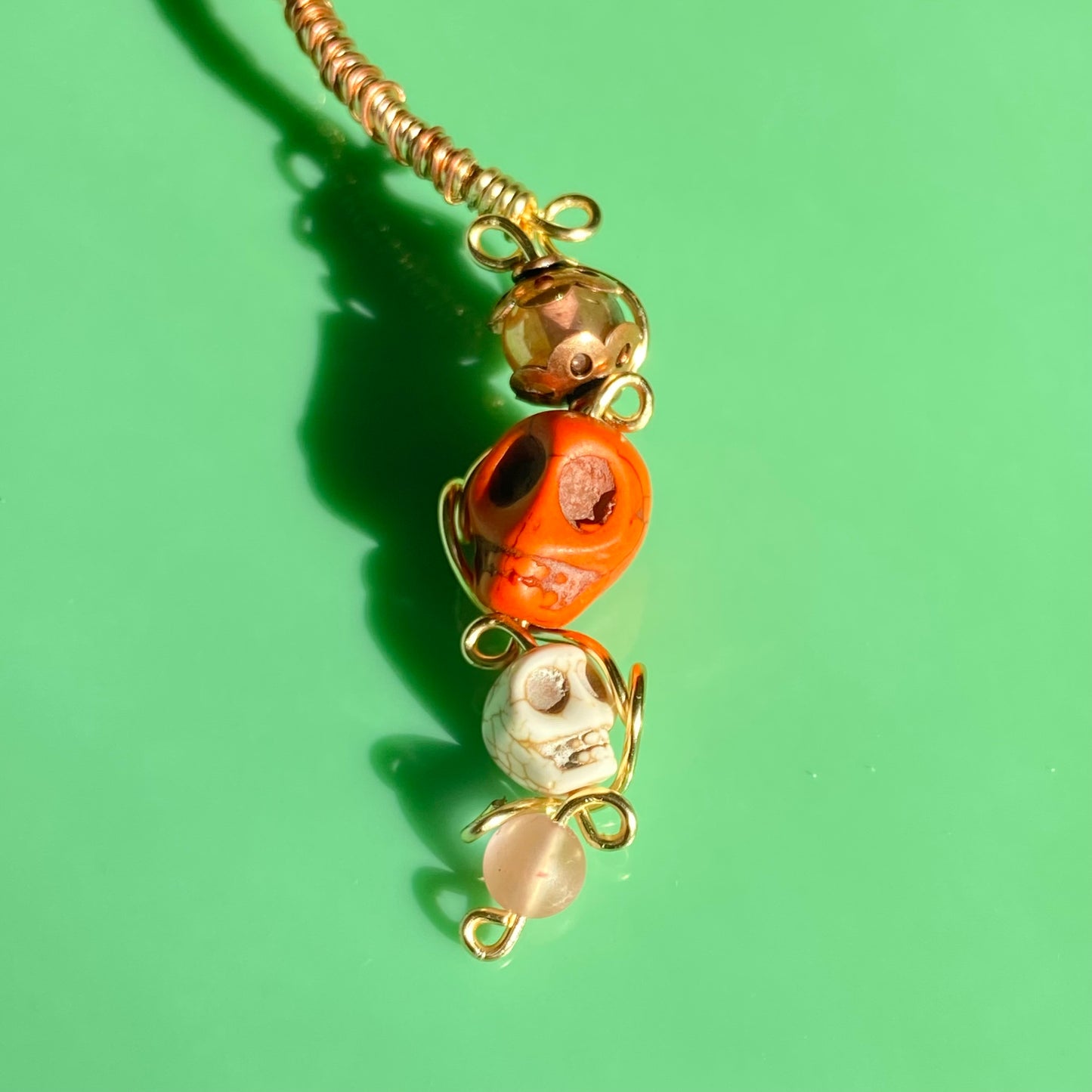 Orange/Cream/Copper/Gold Wire Necklace/Arm Cuff