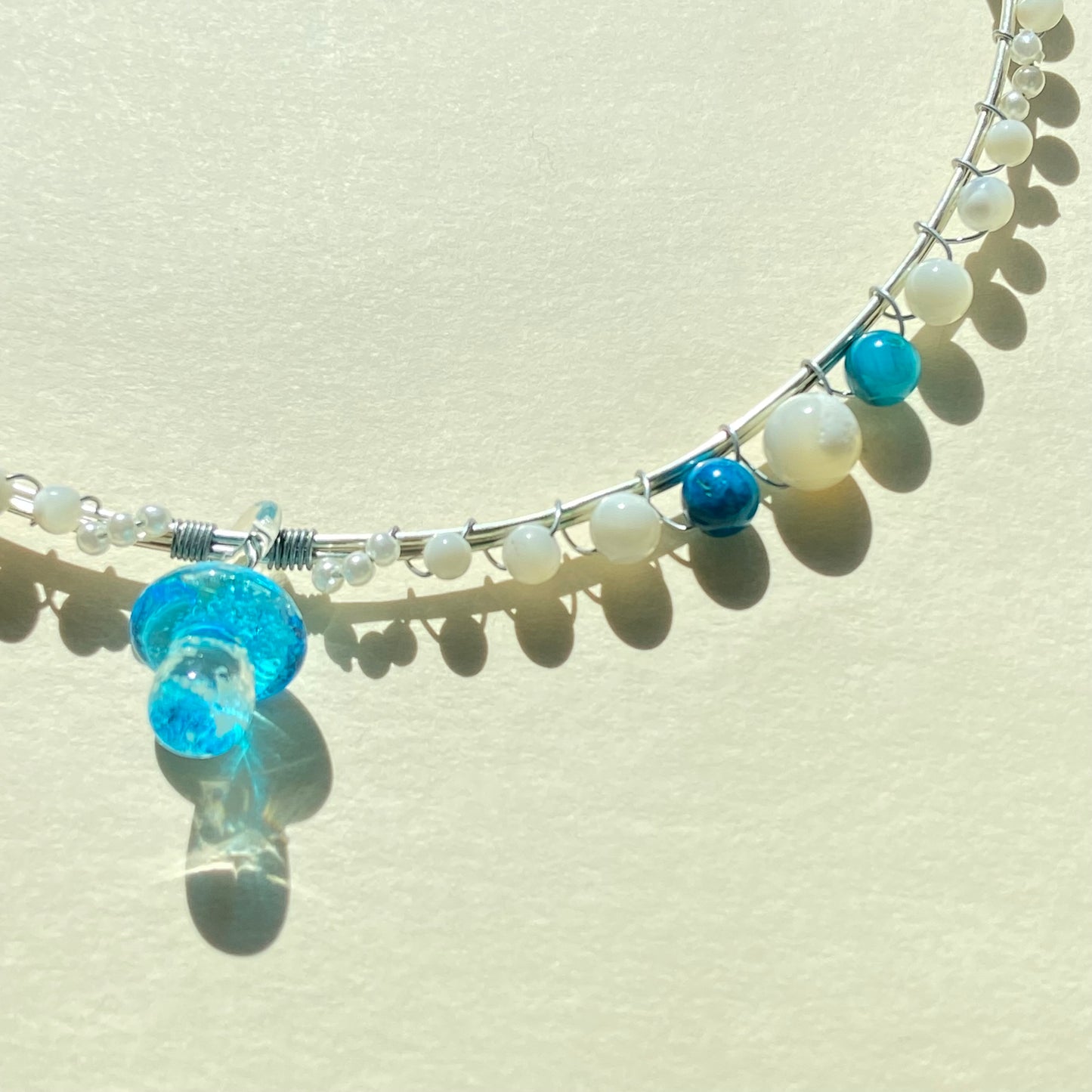 Turquoise Mushroom Wire Necklace