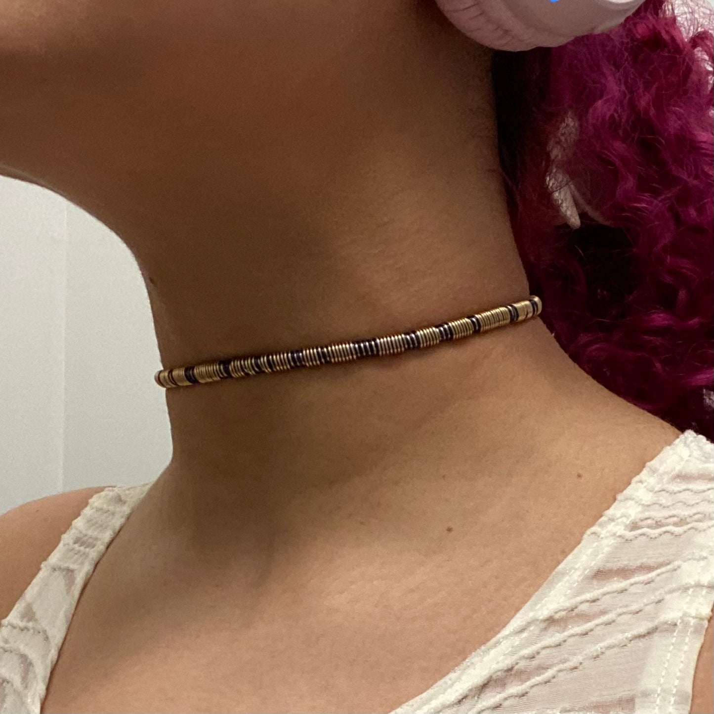 Navy/Gold Wire Choker