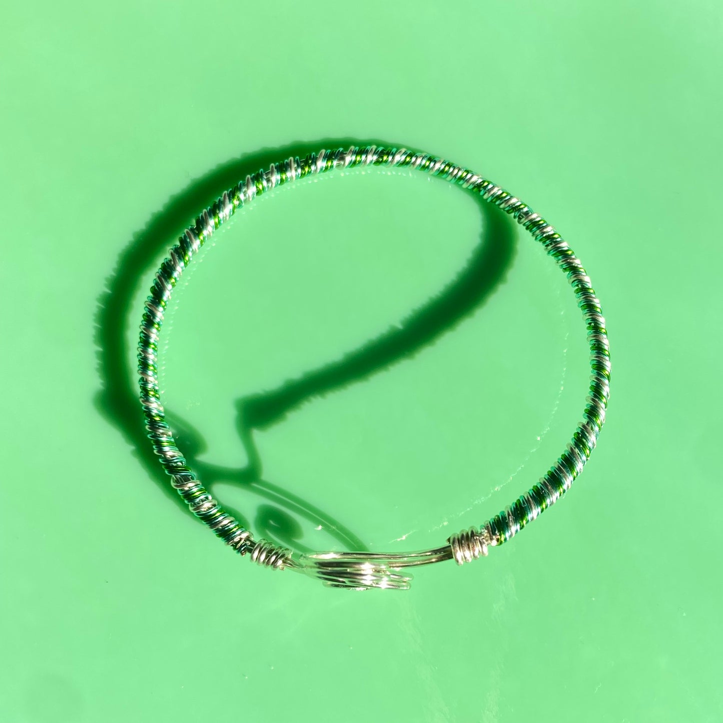 Aqua/Lime Green Wire Necklace & Arm Cuff Set