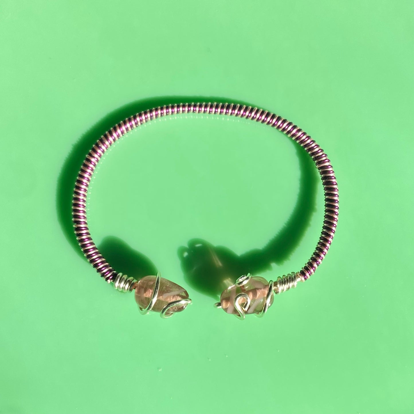 Light Pink/Plum Wire Necklace & Cuff Set
