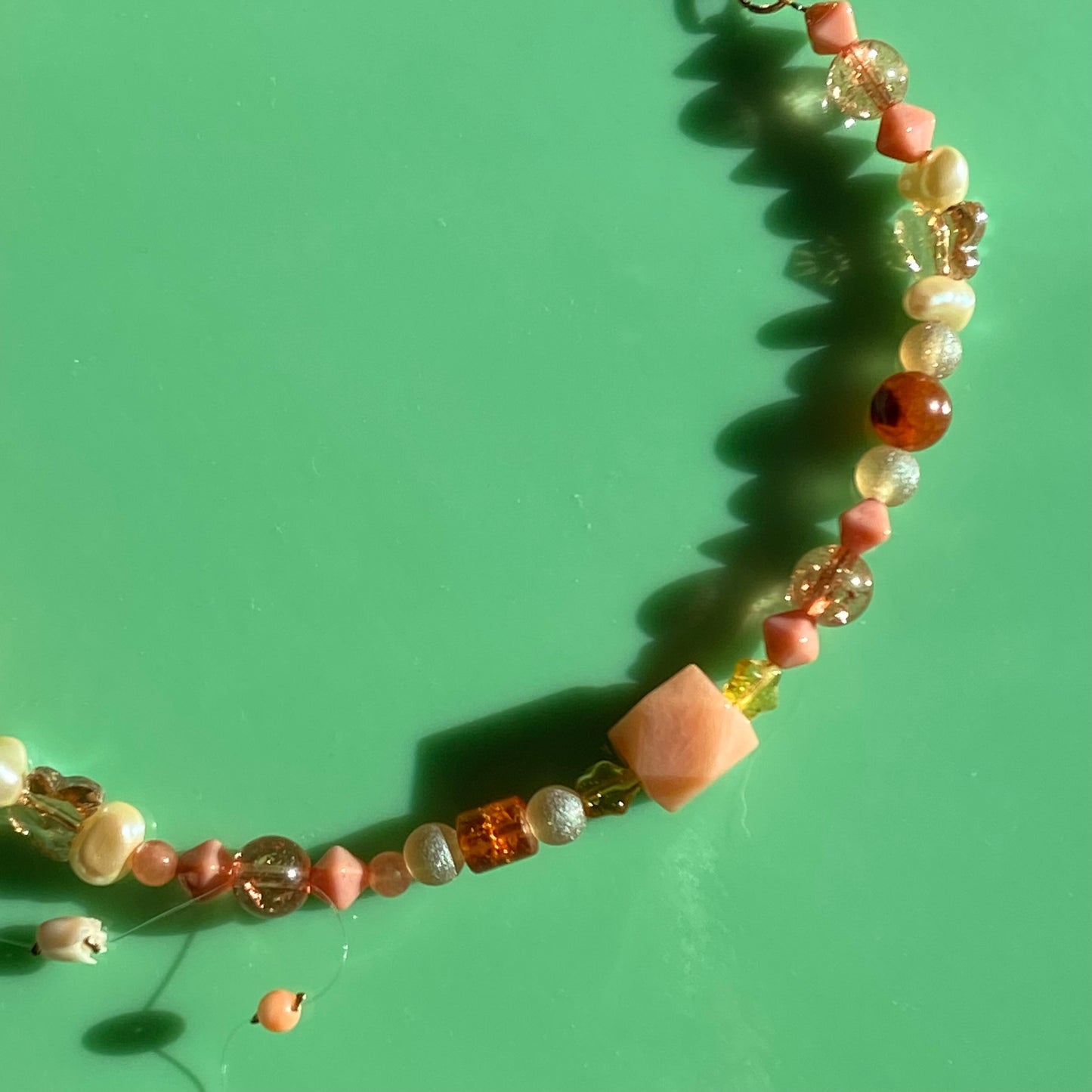 Peach Fairy Floating Petal Necklace