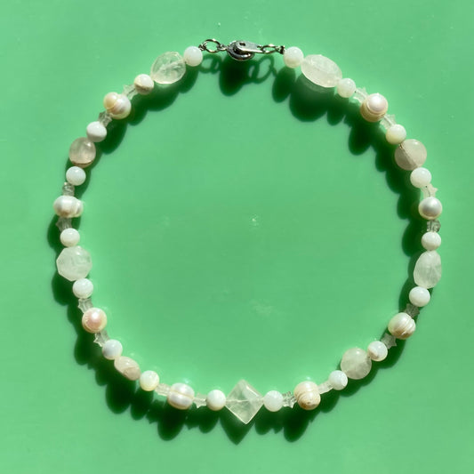 Rose Quartz/Pearl Choker