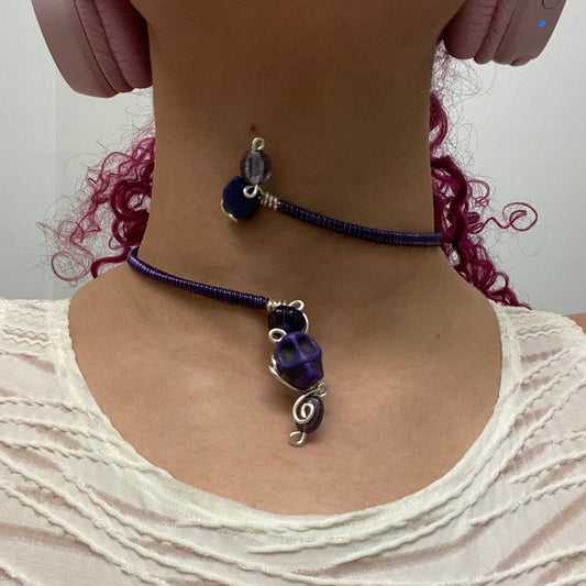 Purple/Navy Wire Necklace/ArmCuff