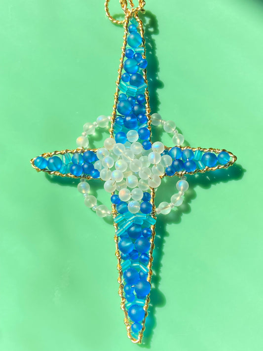 Glowing Blue Star 3D Wall Art