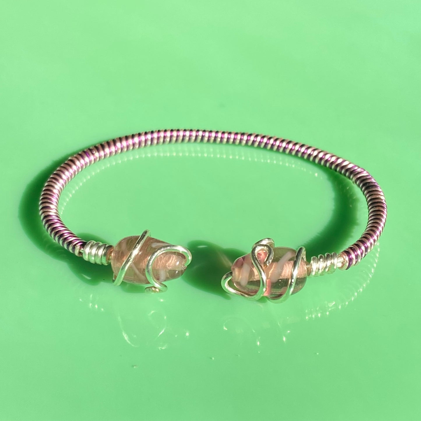 Light Pink/Plum Wire Necklace & Cuff Set