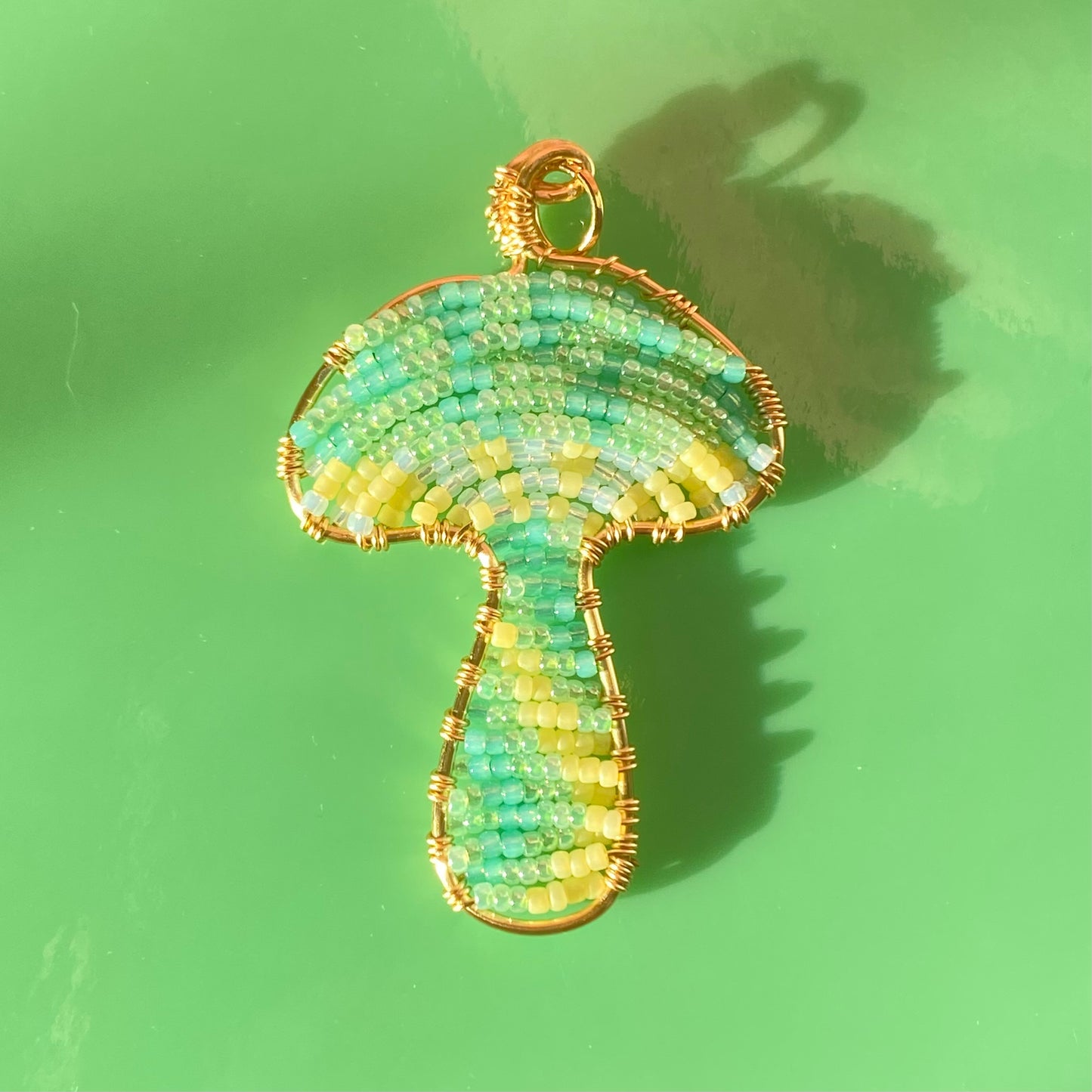 Fairy Mushroom Beaded Pendant