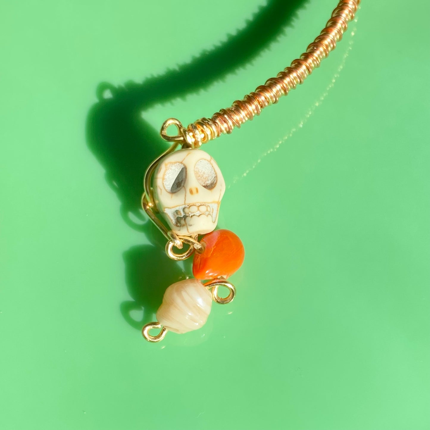 Orange/Cream/Copper/Gold Wire Necklace/Arm Cuff
