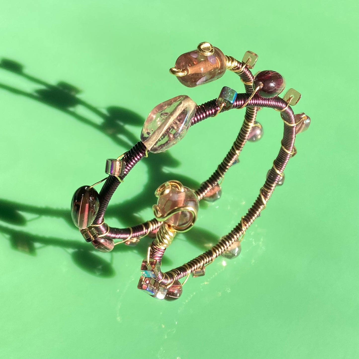 Plum & Gold Beaded Arm Cuff