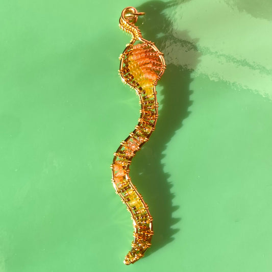 Brown Sugar Peach Snake Beaded Pendants