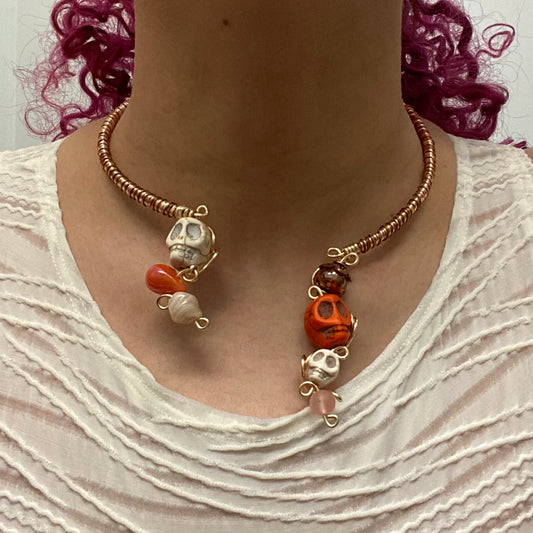 Orange/Cream/Copper/Gold Wire Necklace/Arm Cuff