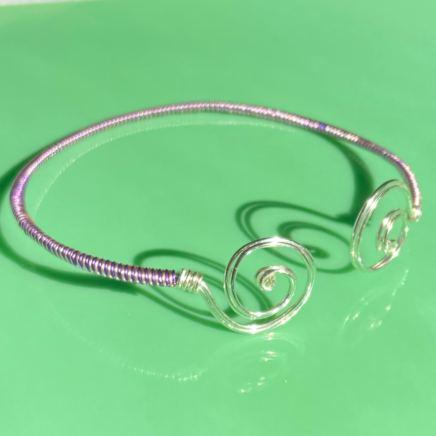 Light Pink/Plum Wire Necklace & Cuff Set
