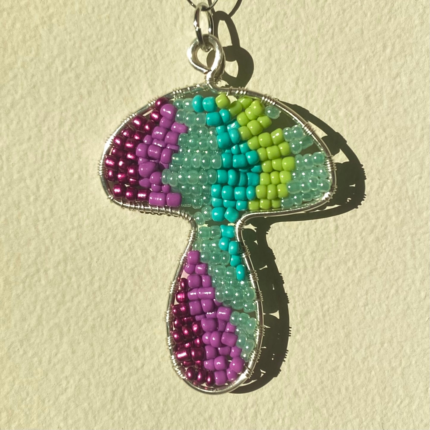 Groovy Mushroom Beaded Pendant