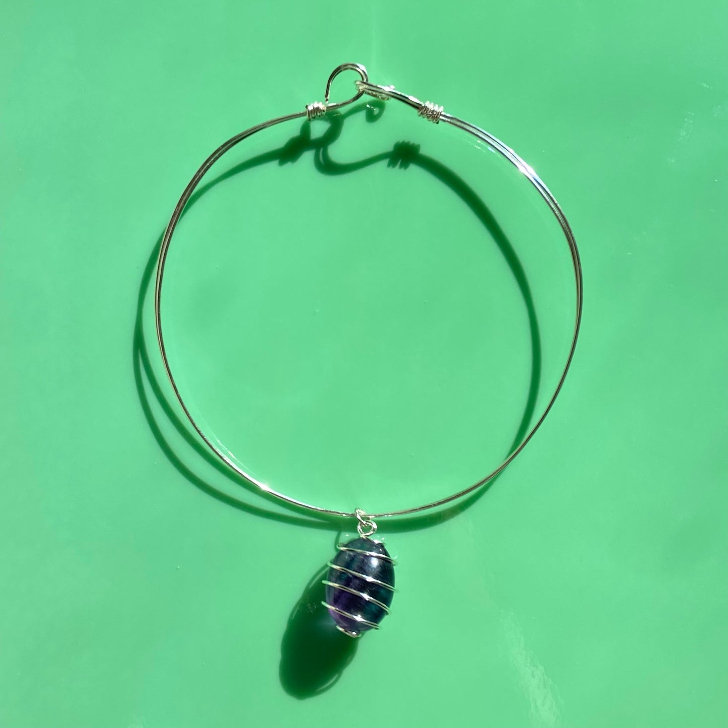 Fluorite Egg Wire Necklace