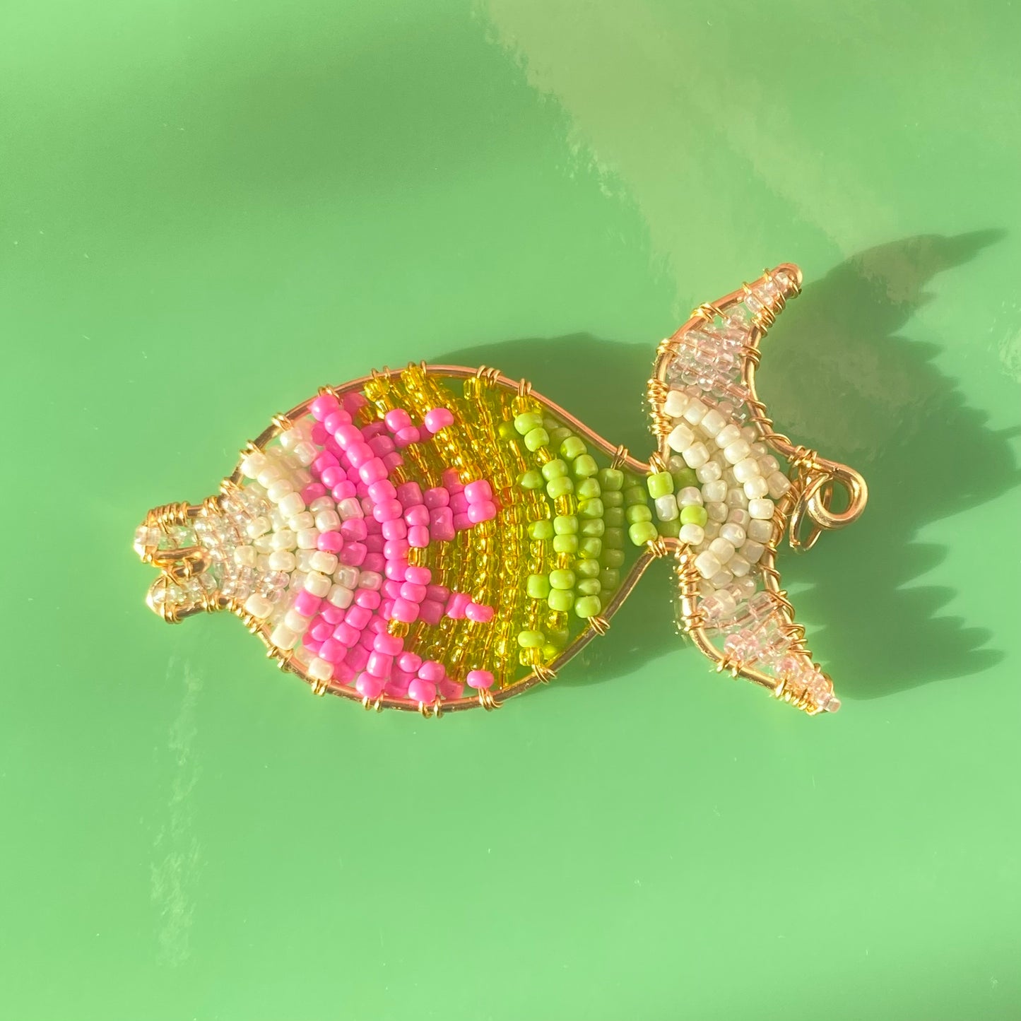 Trippy Fish Beaded Pendant