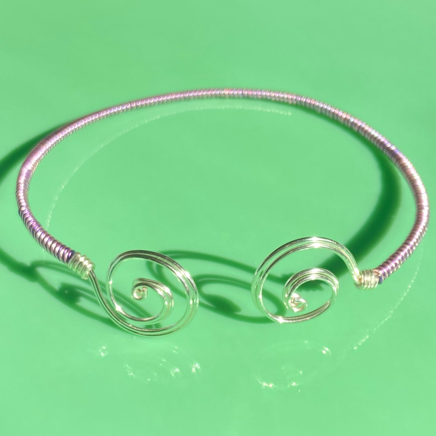 Light Pink/Plum Wire Necklace & Cuff Set