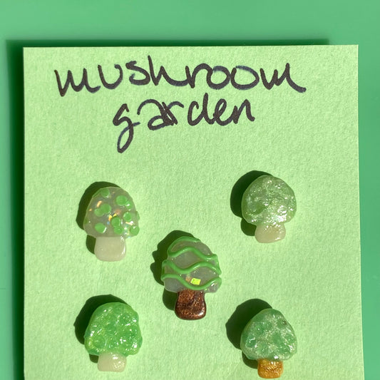 Mint/Lime Green/Brown Mushroom Garden