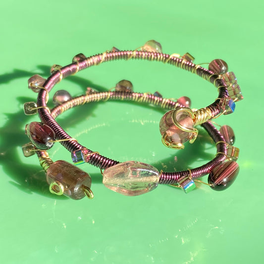 Plum & Gold Beaded Arm Cuff