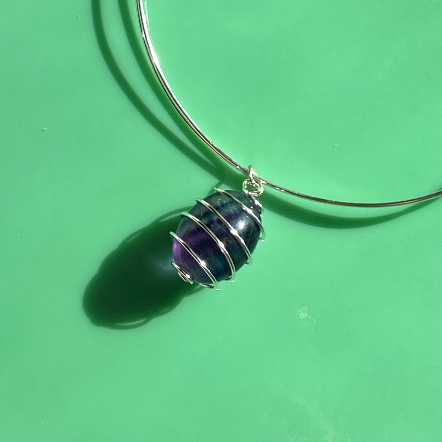 Fluorite Egg Wire Necklace