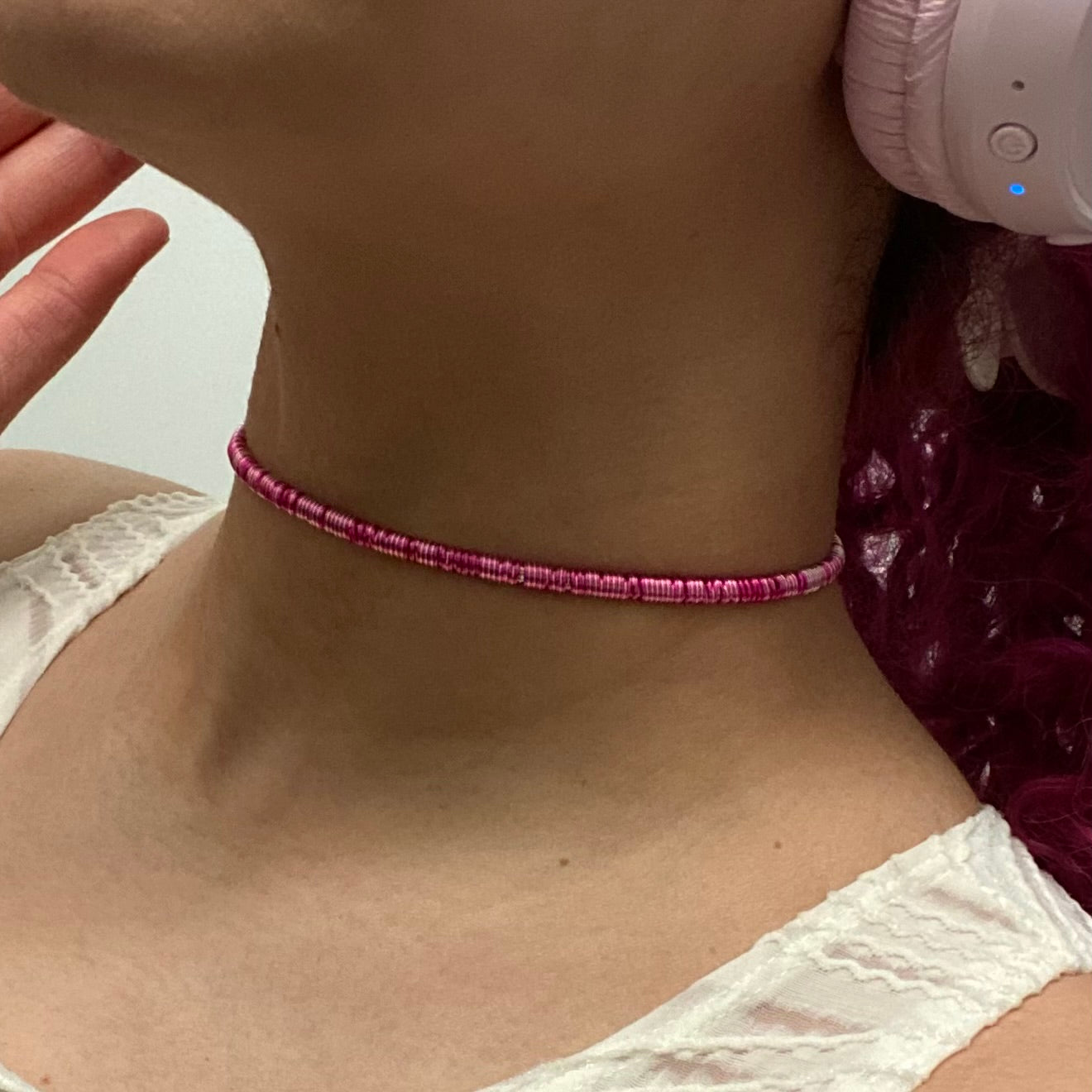 Magenta/Silver Wire Choker