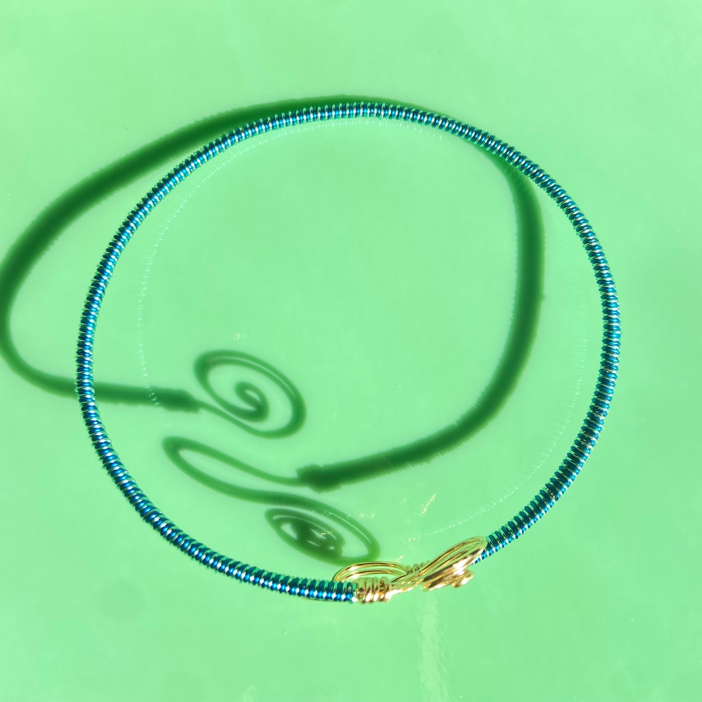 Aqua/Turquoise Wire Necklace & Cuff Set