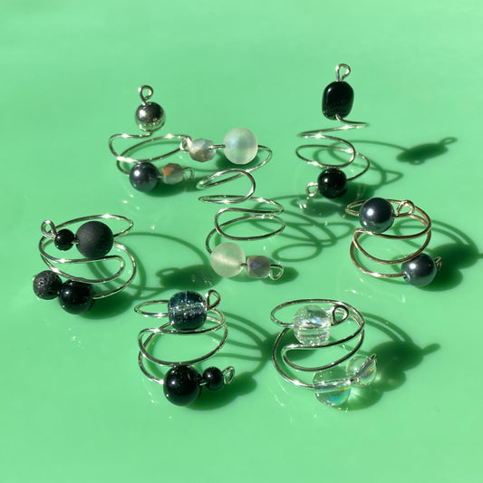Black/Grey/Clear Wrap Rings// Simple Glass