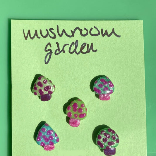 Magenta/Purple/Green/Blue Mushroom Garden #2