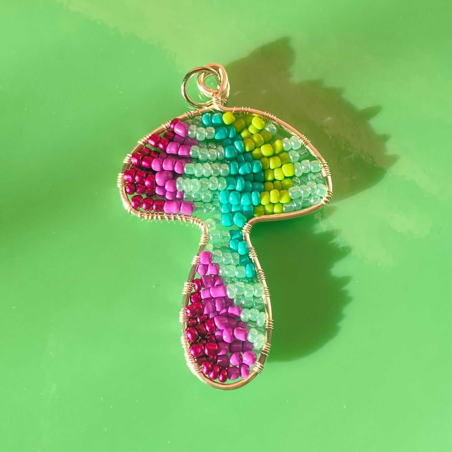 Groovy Mushroom Beaded Pendant