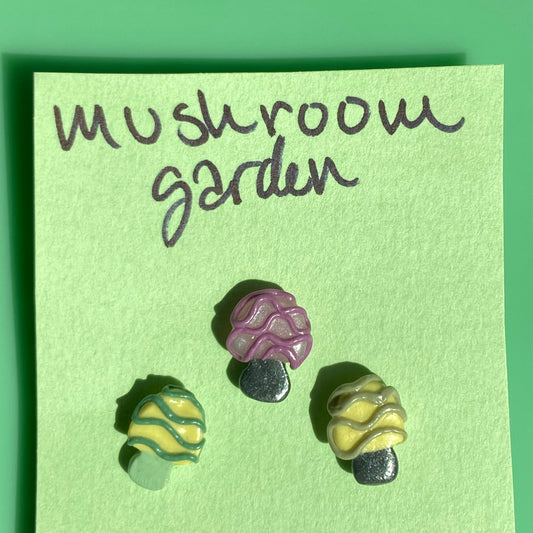 Yellow/Grey/Green/Purple Mushroom Garden