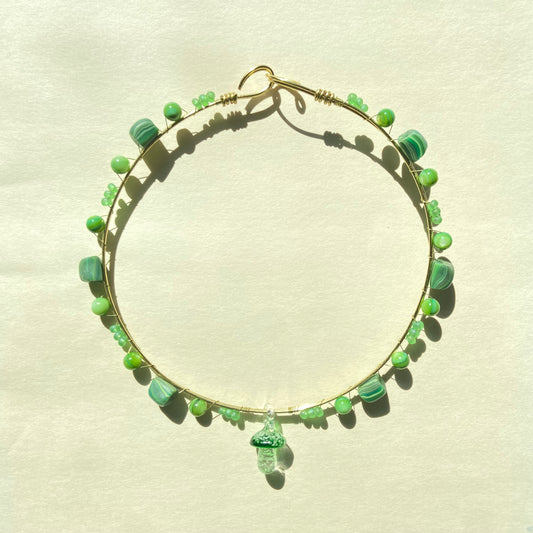 Jewelry for Palestine // Lime Green Mushroom Wire Necklace