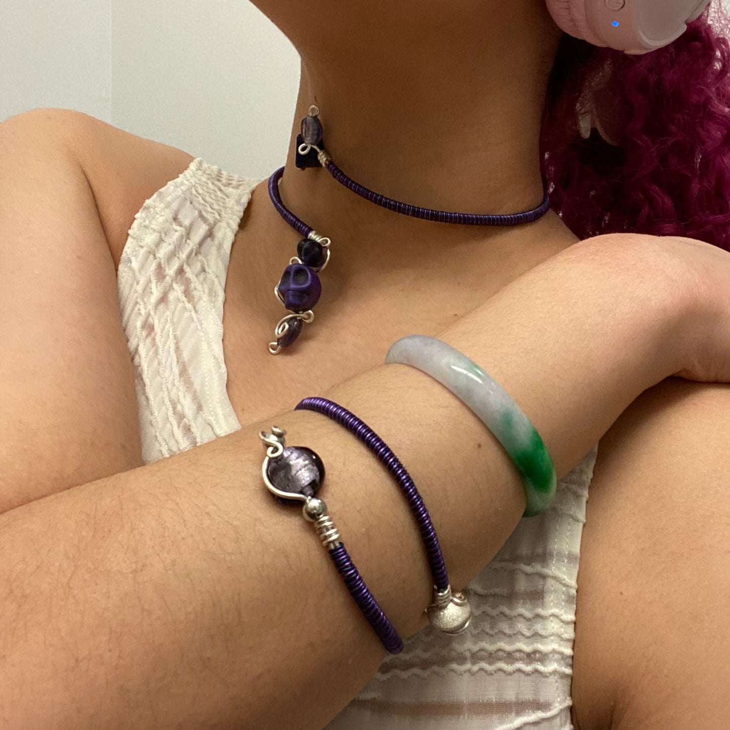 Purple/Navy Wire Necklace/ArmCuff
