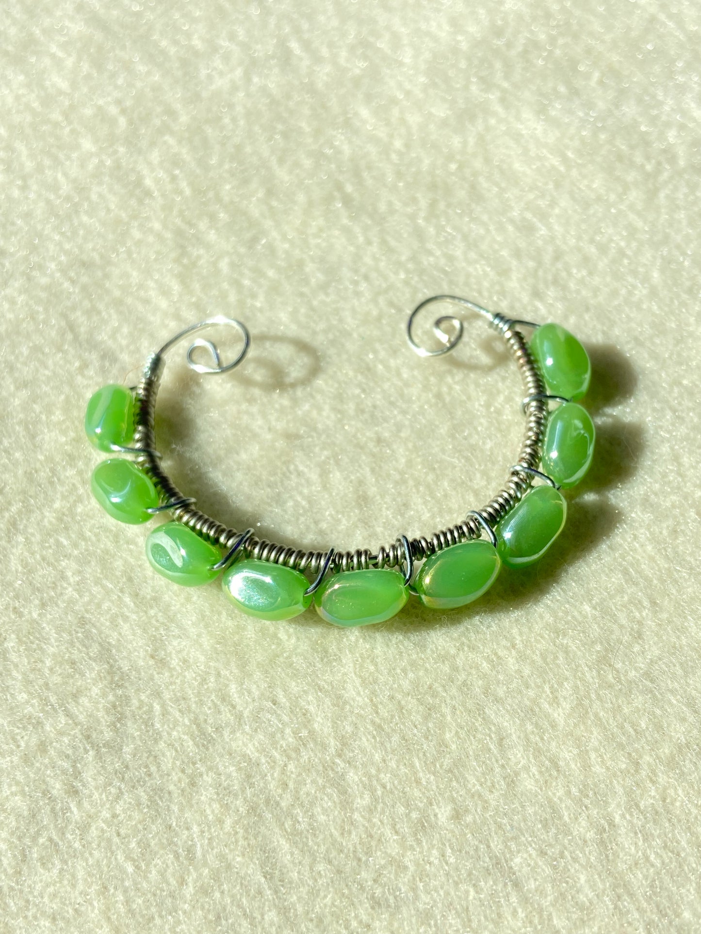 Jewelry for Palestine// Iridescent Lime Green Ear Cuff