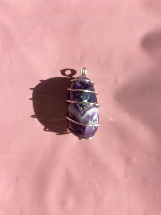 Large Chevron Amethyst Pendant