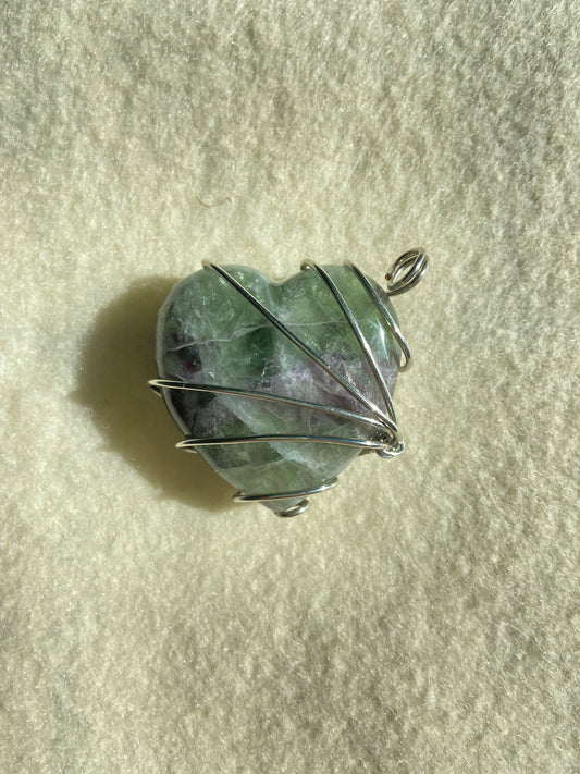 Large Fluorite Heart Pendant