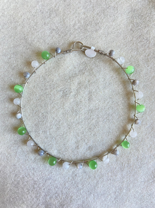 Lime/Grey/White Wire Necklace